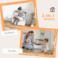 2-in-1 Toy Box for Kids with Lid for Bedroom, Nursery, Playroom, Grey(m-4)