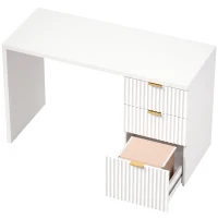 HOMCOM Computer Desk with 3 Drawers Reversible Home Office Desk 120 cm, White(m-1)