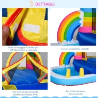 Outsunny Castello Gonfiabile per Bambini con Trampolino e Piscina, Pompa Elettrica Inclusa 280x170x155cm, Multicolore(m-8)
