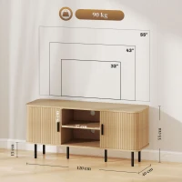 HOMCOM Mesa de TV con 2 Puertas Correderas Tipo Persiana 2 Estantes Abiertos para Televisores de 55 Pulgadas 120x40x55 cm Roble(m-3)