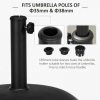 Outsunny Heavy Duty Cement Parasol Base 20kg Round Patio Umbrella Stand Garden Outdoor Shade Holder for Dia. 35mm/38mm/48mm Poles(m-5)