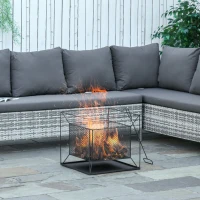 Outsunny Braciere da Giardino a Legna Portatile con Attizzatoio 45x45x43cm Nero(m-10)