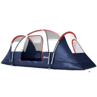 Outsunny 5 Man Camping Tent, Large Tunnel Tent, Water Resistant Hiking Shelter with Groundsheet and Carry Bag, Navy Blue(m-15)