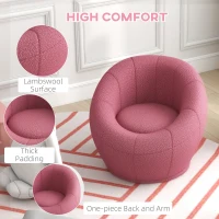 HOMCOM Modern Accent Chair, Swivel Upholstered Armchair for Living Room, Bedroom, Home Office, Pink(m-4)