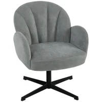 HOMCOM Swivel Accent Chair, Shell-Shaped Armchair with Spring Cushion, Metal Base, Grey(m-1)