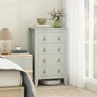 HOMCOM Bedroom Chest of Drawers, Modern 4 Drawer Dresser Cabinet with PU Leather Handles and Metal Runners for Living Room, Hallway, Entryway, 60 x 40 x 98 cm, Green(m-10)