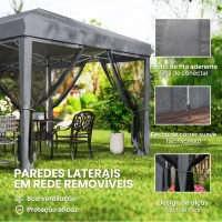 Outsunny Tenda Dobrável 585x295x270 cm Tenda de Jardim com 6 Mosquiteiros Bolsa de Transporte e Estrutura de Aço Cinza(m-6)