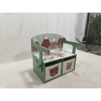 AIYAPLAY Baú de Brinquedos Infantil 3 em 1, Conjunto Mesa e Cadeiras com 2 Cestos de Tecido Removíveis e Alça, 3-6 anos, Verde(m-1)