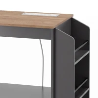 HOMCOM Kitchen Trolley on Wheels, Rolling Kitchen Island Cart with Power Outlet, Cabinet, Pull-Out Drawer, Grey(m-11)