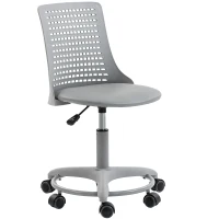 HOMCOM Cadeira de Escritório sem Braços Cadeira de Secretária Giratória em Malha com Encosto Vazado Ajustável 43x42x74-86 cm Cinza(m-11)