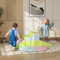 HOMCOM 6 Piece Soft Play Equipment for Kids Climb and Crawl, Pink(m-2)