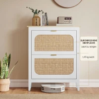 HOMCOM Pantofar Slim Stil Boho cu 2 Sertare Rabatabile pentru 14 Perechi de Pantofi, 80x24x95,5 cm, Alb(m-9)