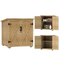 Outsunny Dulap de Exterior cu Raft Interior Reglabil și Acoperiș Înclinat, din Lemn de Brad, 77.5x88x90 cm(m-11)