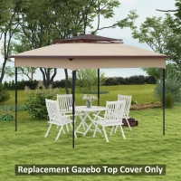 Outsunny Pop up Gazebo Cover, 2-Tier Gazebo Roof Replacement for 3.25m x 3.25m Frame, 30+ UV Protection, Beige(m-11)