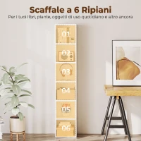 HOMCOM Libreria a 6 Ripiani, Scaffale Autoportante per Soggiorno(m-4)
