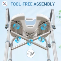 HOMCOM Aluminium Shower Chair, with Padded Seat - Light Blue(m-9)