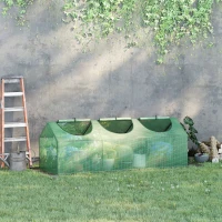 Outsunny Serre de jardin mini serre 3 fenêtres enroulables couverture en PE haute densité 140 g/m² 180 x 60 x 60 cm vert foncé(m-2)