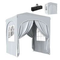 Outsunny Pavilion pliabil 2x2 m, reglabil, cu 4 pereți laterali, din metal și țesătură Oxford gri deschis(m-11)