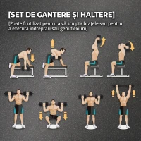 HOMCOM Set 2 Gantere Antialunecare cu 12 Discuri de Greutăți, 20 kg în total și Conector, din Oțel, HDPE și Nisip, Negru(m-4)