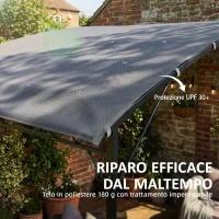 Outsunny Gazebo Pergola con 16 Fori di Drenaggio, in Metallo e Poliestere, 3.8x2.8 m, Grigio(m-5)