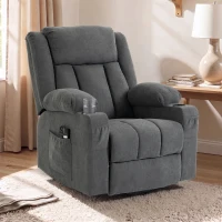 HOMCOM Dual Motor Recliner Chair, 55° Electric Lift Chair for Elderly, Recliner Armchair with Massage and Heat, Dark Grey(m-13)