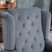 HOMCOM Oorfauteuil met Hoge Rugleuning, Dik Gevoerde Leesfauteuil met Houten Poten, 74 x 86 x 102 cm, Grijs(m-11)