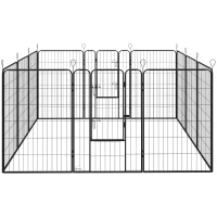 PawHut Parque para Cães com 12 Painéis Recinto para Animais de Estimação Modular com 2 Portas 80x120 cm Preto(m-1)