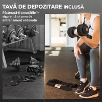 SPORTNOW Greutăți reglabile cu suport pentru gantere și mâner antiderapant, din oțel și ABS, 33 x 16 x 16 cm, negru(m-5)