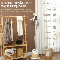 HOMCOM Fier de călcat vertical cu aburi 1800W cu rezervor de 1,8L, înălțime reglabilă și accesorii, auriu(m-5)