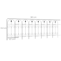 Outsunny Decorative Garden Fencing, 16PCs 44in x 25ft Outdoor Picket Fence Panels, Rustproof Metal Wire Landscape Flower Bed Border Edging, Black(m-3)