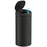 HOMCOM Poubelle cuisine automatique 42L acier inoxydable, poubelle à couvercle à fermeture en douceur, 30,5x30,5x68cm, noir(m-12)
