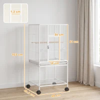 PawHut Bird Cage Detachable with Rolling Stand Parrot Cage with Storage Shelf White(m-3)
