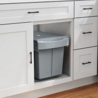 HOMCOM Coș de gunoi glisant sub chiuvetă pentru reciclare cu 2 găleți de 20L, 52x33.5x41 cm, Gri(m-10)