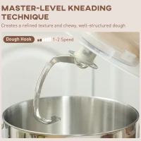 HOMCOM 1300W Kitchen Stand Mixer, with Accessories - Beige(m-5)