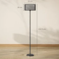 HOMCOM Lampadar Modern cu Abajur Dublu și Întrerupător cu Pedală, Ø33 x 152,5 cm, Negru(m-3)