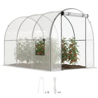 Outsunny Serre de Jardin Tunnel 6 m² 3L x 2l x 2H m châssis Tubulaire renforcé Porte zippée 2 fenêtres enroulables - transparent(m-11)