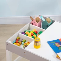 HOMCOM Kids Table and Chair Set, with Storage Space - Grey(m-8)
