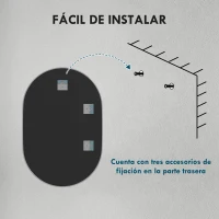 HOMCOM Espejo de Baño Ovalado 60x90 cm Espejo Decorativo de Pared con Marco de Aluminio para Salón Horizontal o Vertical Plata(m-7)