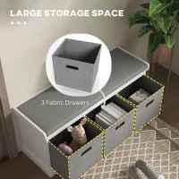 HOMCOM Three-Drawer Shoe Storage Bench, with Padded Top Seat - White(m-5)