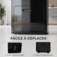 HOMCOM Poubelle Rectangulaire à Pédale, Poubelle Cuisine 56L, 3 Compartiments, Fermeture Douce, Acier Inox, 45,7x35,8x76cm Noir(m-6)