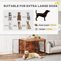 PawHut Dog Crate Furniture with Openable Top, Two Doors, for Extra Large Dogs, Rustic Brown(m-9)