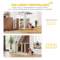 PawHut Vrijstaand huisdierpoortje, hondenhek met deur, 4 panelen, voor hal, trap, deurkozijn, MDF, staal(m-5)