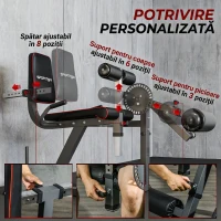 SPORTNOW Aparat pentru gambe cu spătar și perne reglabile, din oțel, plastic și EVA, 100x90x105 cm, gri și negru(m-6)