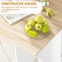 HOMCOM Masă de Dining Pliabilă, Sertar și Rafturi, Stejar(m-7)