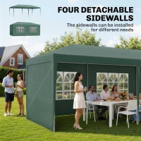 Outsunny 6x3 m Party Tent Gazebo Marquee Outdoor Patio Canopy Shelter with Windows and Side Panels, Green(m-4)