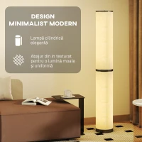 HOMCOM Lampă de Podea cu Telecomandă și Reglare Temperatură 3000-6000K, Abajur Textil, Ø20x135 cm, Bej(m-5)