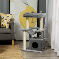 PawHut Ansamblu pentru Pisici, Centru de Activitati pentru Pisici, 48x48x100 cm, Gri(m-10)
