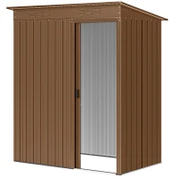 Outsunny Magazie de Grădină din Metal cu Grile de Ventilație și Ușă Glisantă, 159x106x181 cm, Maro(m-12)