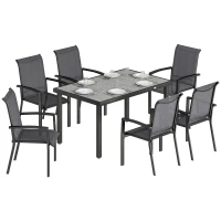 Outsunny Set Mese de Exterior cu Scaune Stivuibile, Gri(m-11)