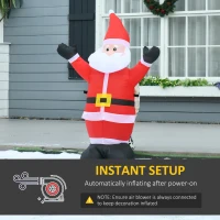 HOMCOM 4ft Inflatable Christmas Santa Claus Xmas Decoration 1 LED Holiday Air Blown Yard Outdoor Décor(m-6)